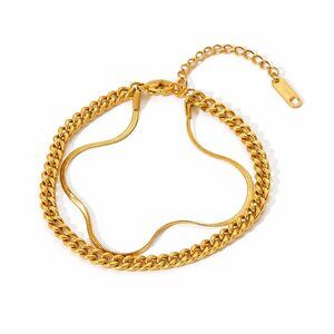 18K Gold Plated Double Chain Bracelet – Bold & Layered